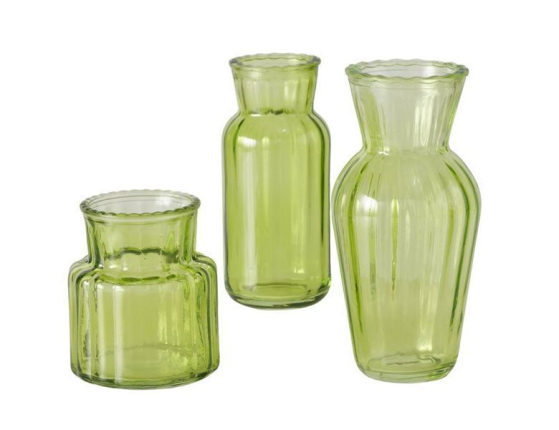 Набор декоративных ваз ОПАЛИН, стекло, зелёный, 9-16 см, 3 шт.