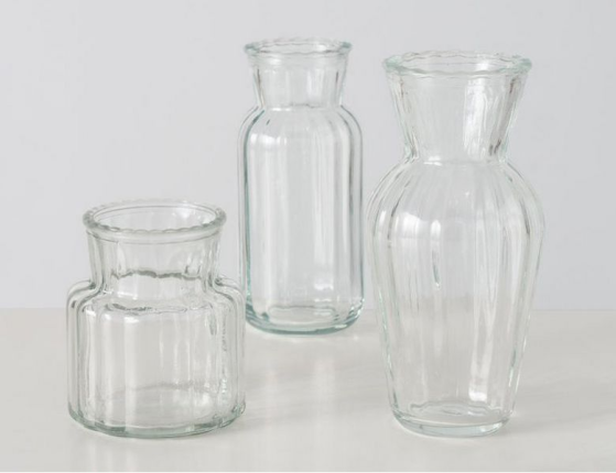 Набор декоративных ваз ОПАЛИН, стекло, прозрачный, 9-16 см, 3 шт.