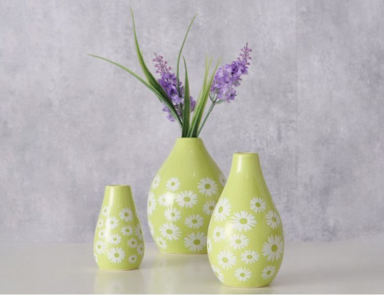 Набор декоративных ваз МАРГАРИТКИ, керамика, 8-12 см, 3 шт.