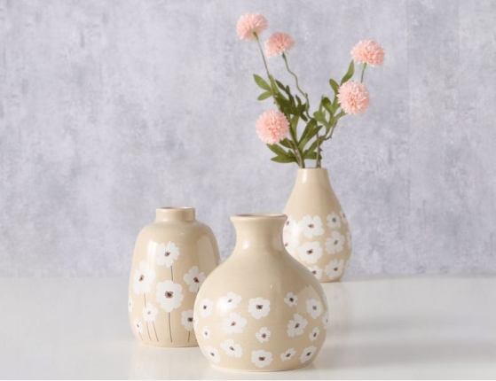 Декоративная ваза МАРГАРИТКИ, округлая, фарфор, 13 см