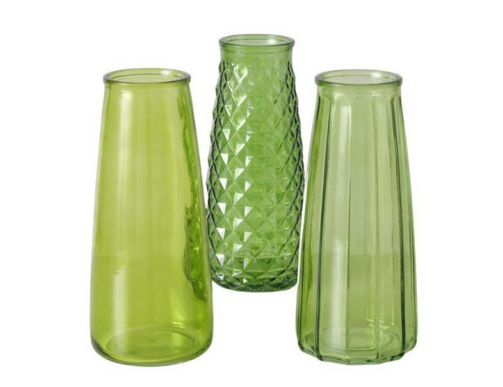 Набор декоративных ваз НИДИЯ, стекло, зелёный, 23 см, 3 шт.