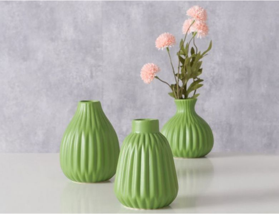 Набор декоративных ваз АЛЬБАРИКО, керамика, зелёный, 10-12 см, 3 шт.