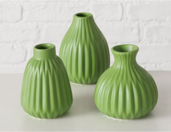 Набор декоративных ваз АЛЬБАРИКО, керамика, зелёный, 10-12 см, 3 шт.