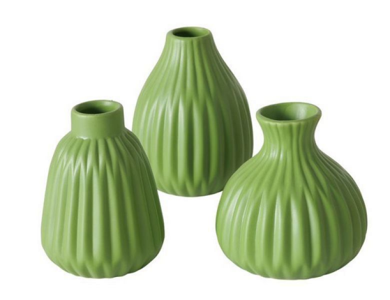 Набор декоративных ваз АЛЬБАРИКО, керамика, зелёный, 10-12 см, 3 шт.