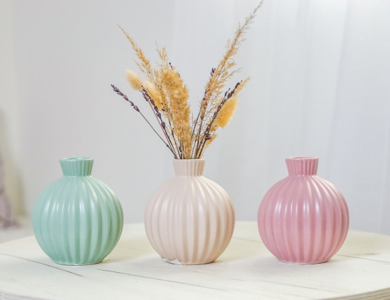 Декоративная ваза ФИОНА малая, керамика, зелёная, 12 см