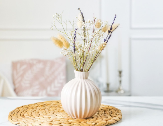 Декоративная ваза ФИОНА малая, керамика, песочная, 12 см