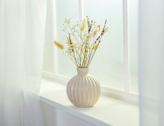 Декоративная ваза ФИОНА малая, керамика, песочная, 12 см