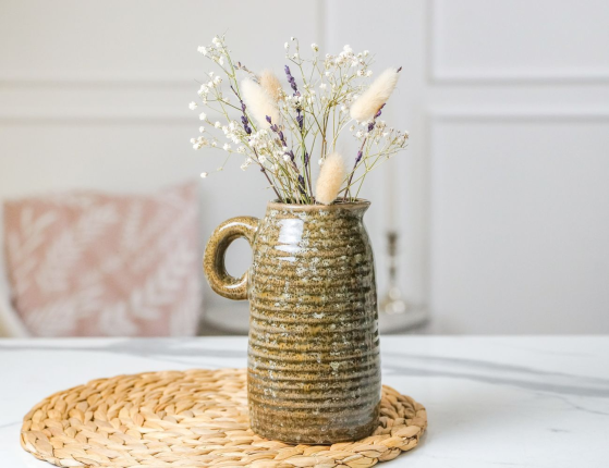 Декоративная ваза-кувшин СИЛЬВИН, керамика, коричневая, 17 см