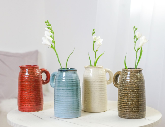 Декоративная ваза-кувшин СИЛЬВИН, керамика, коричневая, 17 см