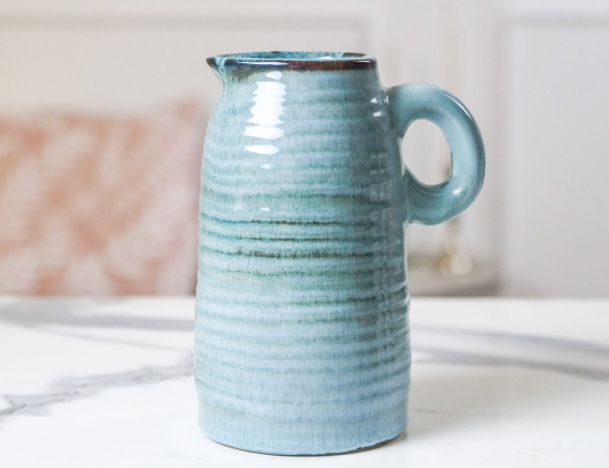 Декоративная ваза-кувшин СИЛЬВИН, керамика, серо-голубая, 17 см