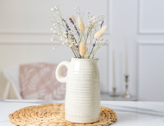 Декоративная ваза-кувшин СИЛЬВИН, керамика, кремовая, 17 см