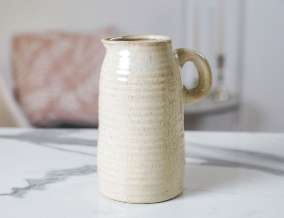 Декоративная ваза-кувшин СИЛЬВИН, керамика, кремовая, 17 см