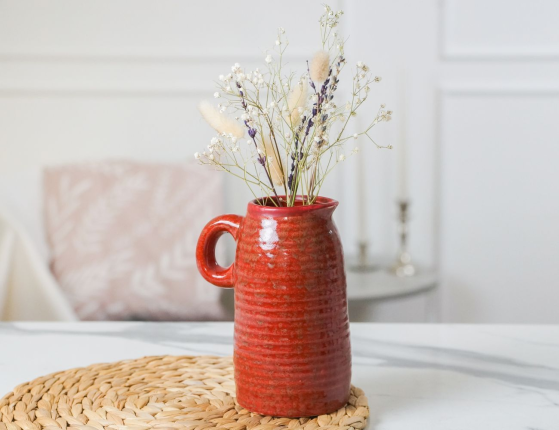 Декоративная ваза-кувшин СИЛЬВИН, керамика, терракотовая, 17 см