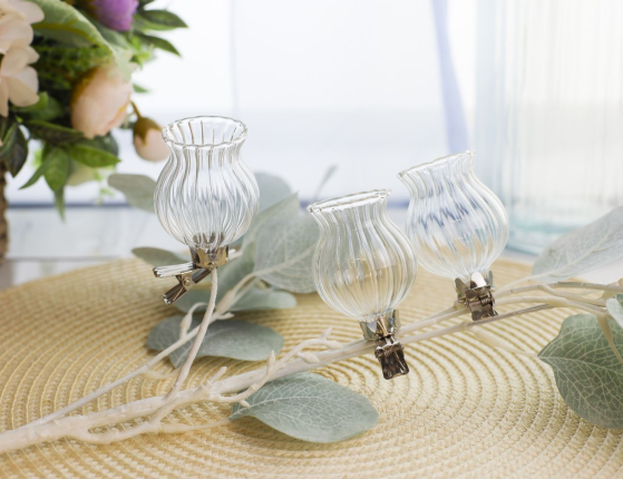 Набор миниатюрных ваз на клипсах ТЭМЛИ, стекло, 6х4 см, 3 шт.