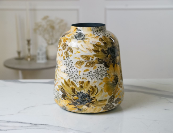 Декоративная ваза ЗОЛОТО ХРИЗАНТЕМ, металл, 24 см