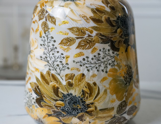 Декоративная ваза ЗОЛОТО ХРИЗАНТЕМ, металл, 24 см