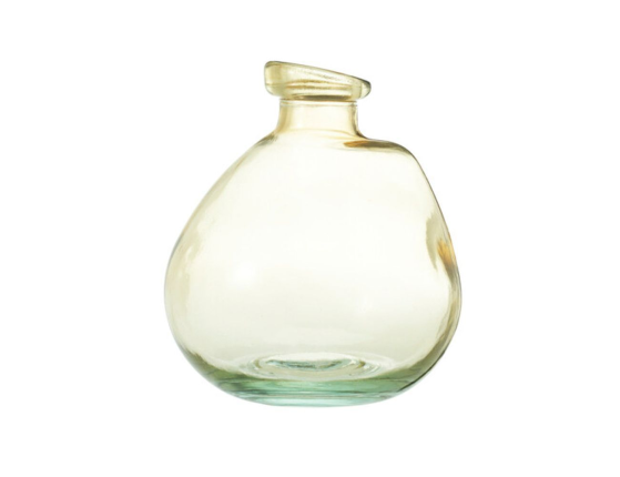 Декоративная ваза-бутыль КЛОДЕТ, стекло, жёлто-зелёная, 16 см