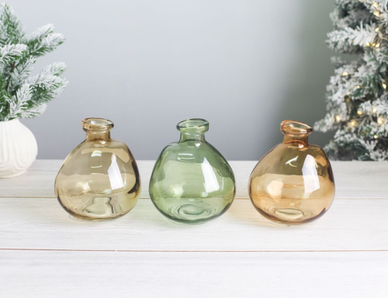 Декоративная ваза-бутыль КЛОДЕТ, стекло, зелёная, 16 см