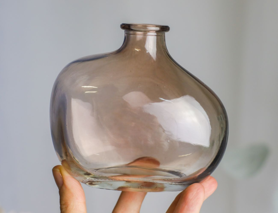 Декоративная ваза-бутыль ЛИЛО, стекло, розовая, 10 см