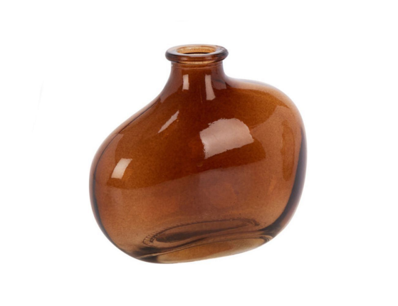 Декоративная ваза-бутыль ЛИЛО, стекло, янтарная, 10 см