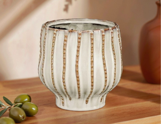 Декоративная ваза-кашпо СОРРЕНТНО, белая, 18х17 см