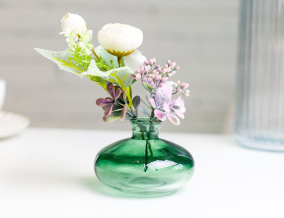 Декоративная ваза-бутыль БОТЕЙЯ, зелёная, 7 см