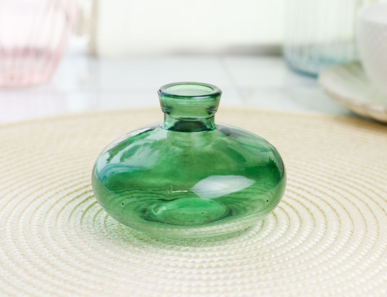 Декоративная ваза-бутыль БОТЕЙЯ, зелёная, 7 см