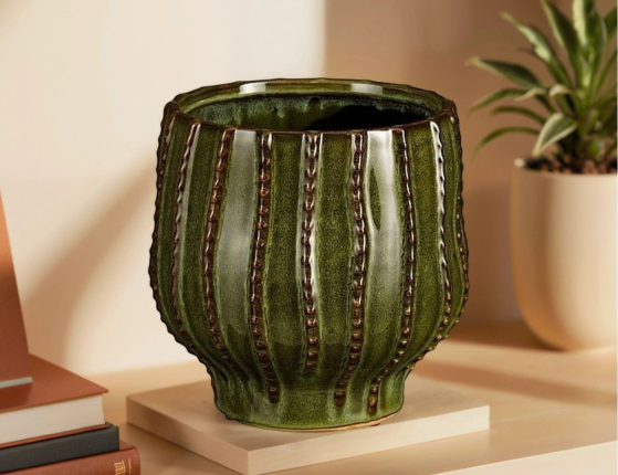 Декоративная ваза-кашпо СОРРЕНТНО, зелёная, 18х17 см