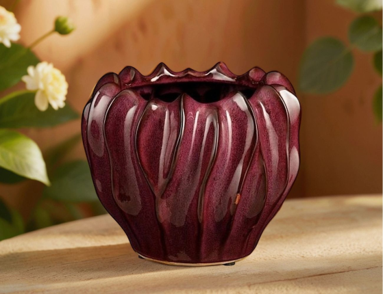 Декоративная ваза-кашпо ДЖЕРМОЛЬО, пурпурная, 22х17 см