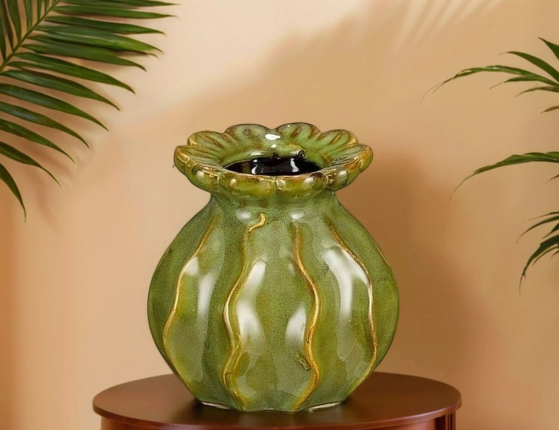 Декоративная ваза ЭБИГЕЙЛ, оливковая, 11 см