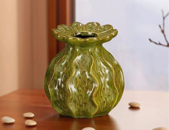 Декоративная ваза ЭБИГЕЙЛ, оливковая, 18 см