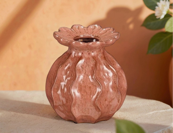 Декоративная ваза ЭБИГЕЙЛ, розовый бархат, 18 см