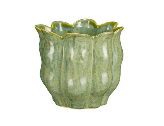 Декоративная ваза-кашпо ПИАНТА, зелёная, 17х15 см