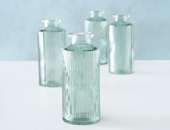 Набор декоративных ваз-бутылей ФОДЕРАТО, стекло, серо-голубой, 14 см, 4 шт.