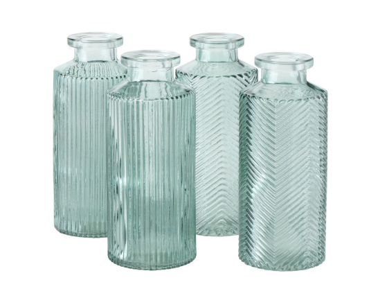 Набор декоративных ваз-бутылей ФОДЕРАТО, стекло, серо-голубой, 14 см, 4 шт.