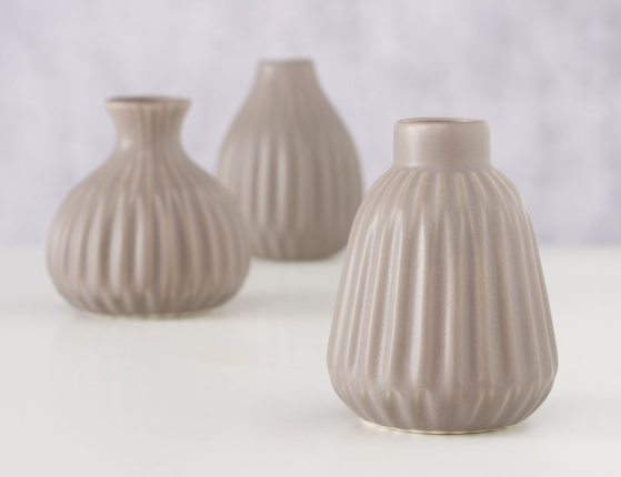 Набор декоративных ваз АЛЬБАРИКО, керамика, тауп, 12 см, 3 шт.