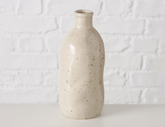 Декоративная ваза-бутыль КОЛЛЕФЕРО, керамика, кремовая, 15 см