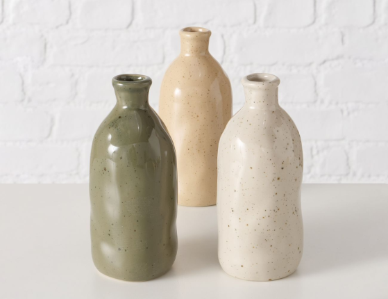 Декоративная ваза-бутыль КОЛЛЕФЕРО, керамика, кремовая, 15 см