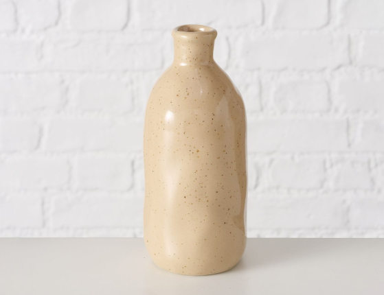 Декоративная ваза-бутыль КОЛЛЕФЕРО, керамика, песочная, 15 см