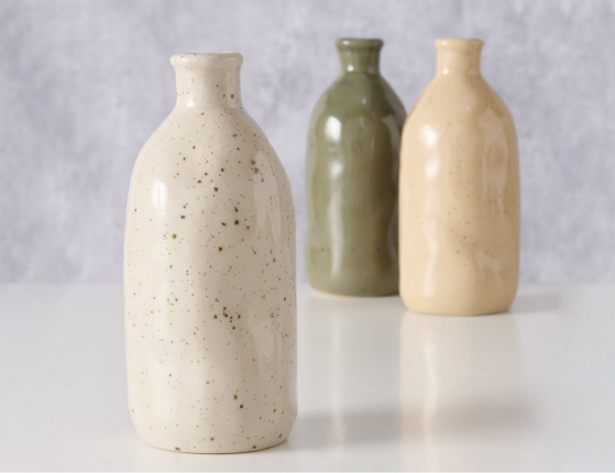 Декоративная ваза-бутыль КОЛЛЕФЕРО, керамика, песочная, 15 см