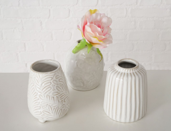 Набор декоративных ваз АРПИНО, керамика, молочный, 11 см, 3 шт.