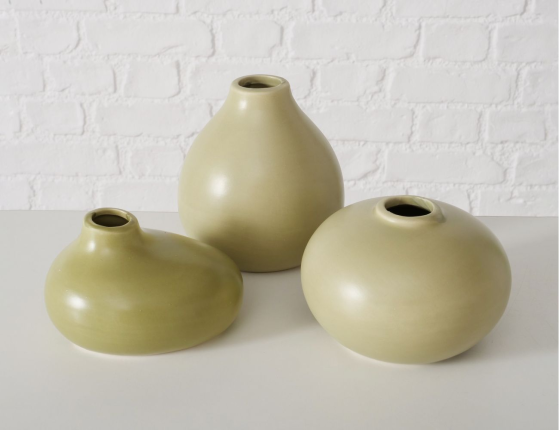 Набор декоративных ваз ВАДИ СТОУН, керамика, оливковый, 11 см, 3 шт.