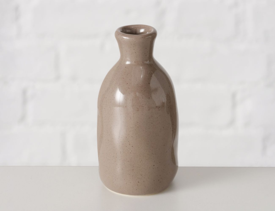Декоративная ваза-бутыль КОЛЛЕФЕРО, керамика, тауп, 8 см