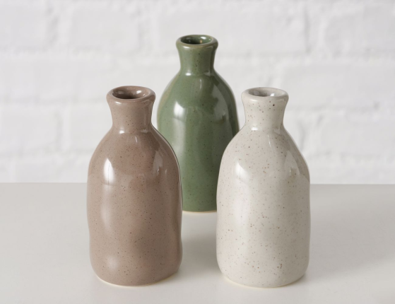 Декоративная ваза-бутыль КОЛЛЕФЕРО, керамика, тауп, 8 см