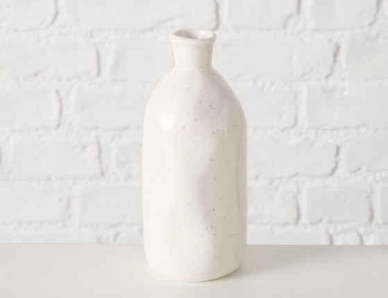 Декоративная ваза-бутыль КОЛЛЕФЕРО, керамика, белая, 15 см