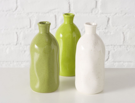 Декоративная ваза-бутыль КОЛЛЕФЕРО, керамика, белая, 15 см