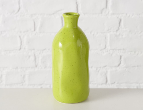Декоративная ваза-бутыль КОЛЛЕФЕРО, керамика, салатовая, 15 см