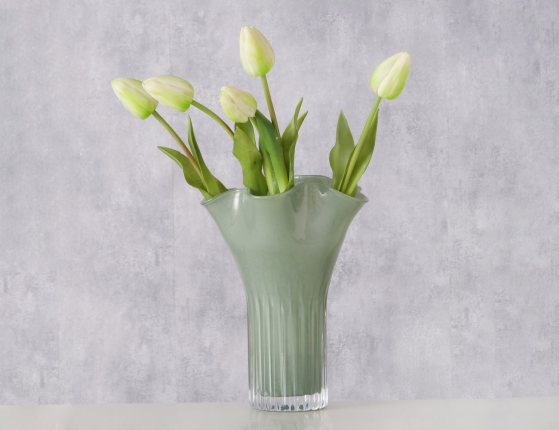 Декоративная ваза ДИМАРО, стекло, зелёная, 27 см