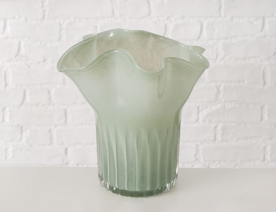 Декоративная ваза ДИМАРО, стекло, зелёная, 20 см