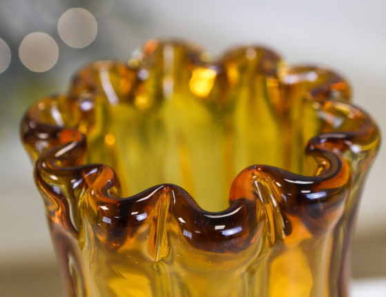 Декоративная ваза АМБЕР ВЕЙВ, стекло, 17 см